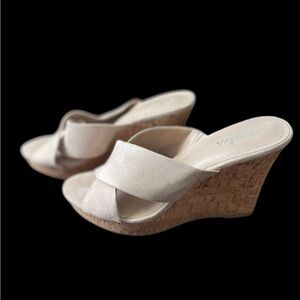 Charles David Cream Wedge Sandals